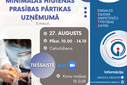 Meklēšanas rezultāta izrādes "Kursi “Minimālās higiēnas prasības pārtikas uzņēmumā”" attels